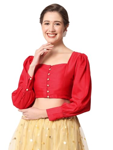 Image of studio rasa Chroma Button Down Shirt Style Blouse Crop Top for Women Girls Casual Party