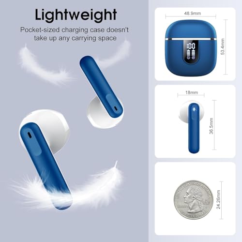 Wireless Earbuds, Bluetooth Ear Buds 5.4 Mini HiFi Stereo with 4 ENC Noise Cancelling Mics Wireless Headphones, 40H in Ear Earphones, USB C, IP7 Waterproof Bluetooth Headphones for Sports, Blue by Cillso - Image 6
