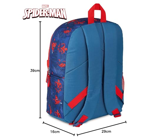 Marvel Spiderman Mochila Escolar Niño Niña Adolescente Superhéroes Mochilas Escolares Bolsa Colegio con Cintas Ajustables (Azul/Rojo)