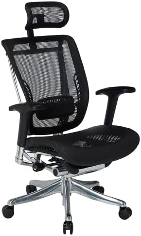 GM Seating Enklave XL Mesh Executive Hi Swivel Chair Chrome Base with Headrest, Black