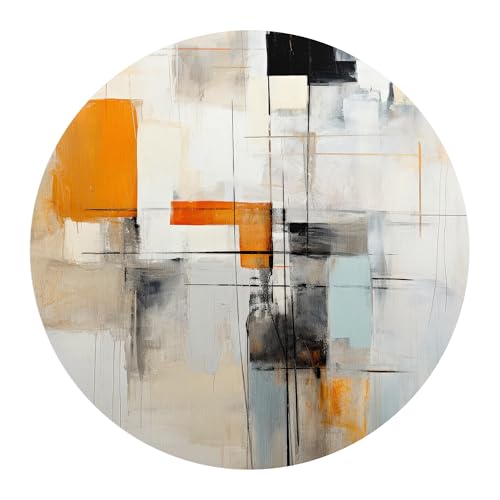 DEQORI Carta da parati rotonda autoadesiva Ø 80 cm | motivo risonanza geometrica | tela tessile – staccabile, decorativa e indeformabile – per soggiorno, ufficio, corridoio o cameretta dei bambini