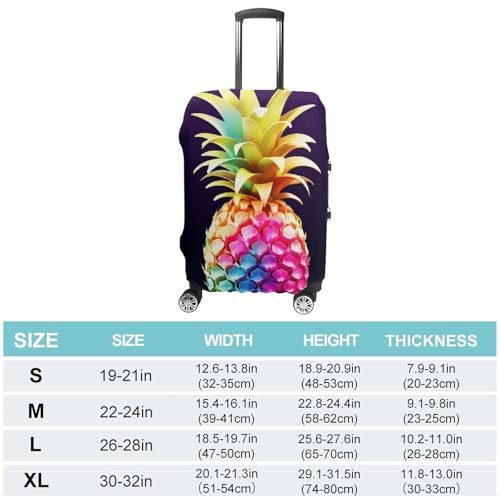 Colorful Pineapple Luggage Cover, Washable Elastic Suitcase Cover Protector Fit 18-32 Inch Luggage2