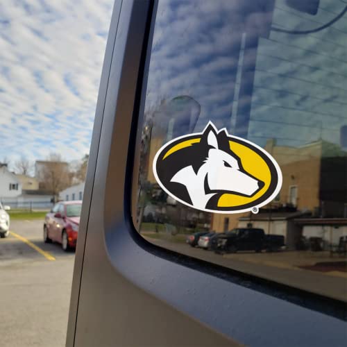 Image of Collegiate NCAA Car Decal Made From Premium Weatherproof Vinyl (Michigan Tech Husky Head)