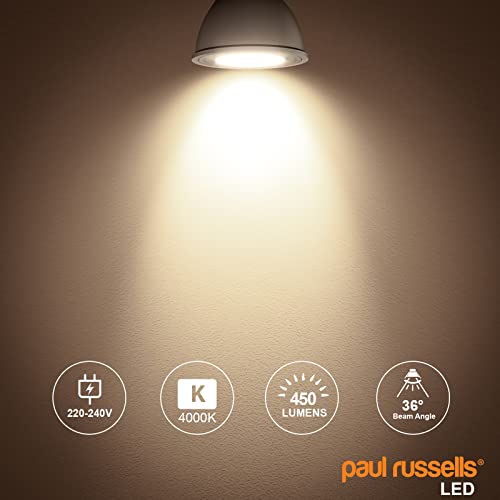 paul russells GU10 LED Bulbs, 4.9W 450lumens, 60Watt Equivalent GU10 Spotlight Bulbs Replacement, 36° Narrow Beam - Image 2
