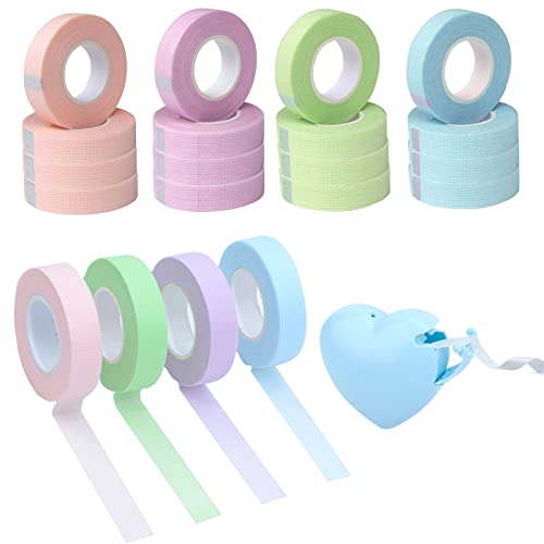 16 Rollen Wimpern Tape, HOINCO Tape Wimpernverlängerung Band, Wimpern Isolations Klebeband, Wimpernband für Wimpern Lash Extension mit Bandspender Cutter Cover