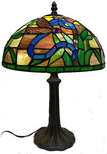 Amazon.co.jp : ティファニー風 ステンドグラス ランプ 青トンボ柄