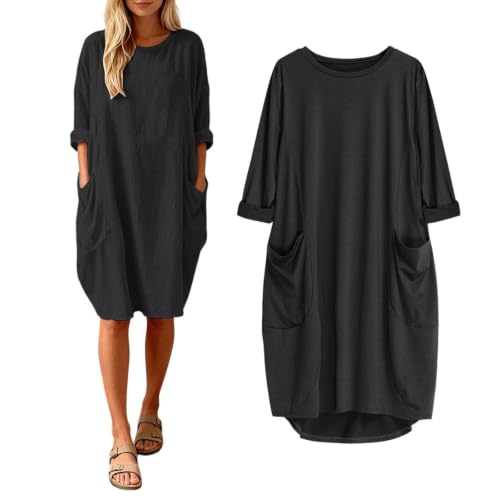 Robe de plage femme longueur genou avec poches pratiques et style elegant