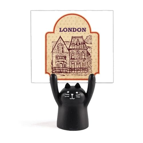Support pour timbres Building Sketch UK en métal découpé motif chat noir de Londres