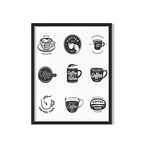 Art NationCoffee Theme Motivational Posters for Home décor for Boys Girls Kitchen Room Funny Posters (8x12 inch Synthetic Wood Black Frame)