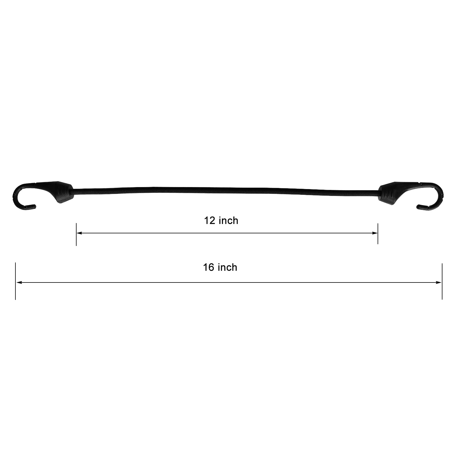 Joneaz Bungee-Schnur 61 Cm Mit Metallhaken - 4 Stück, Weiß, 10 Mm Durchmesser, Marinequalität