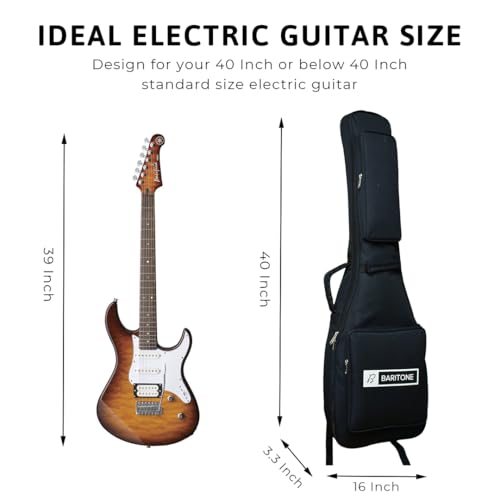 Image of Baritone Electric Guitar Gig Bag 12MM Padded with Adjustable Shoulder Straps (Black) Fender Squier Sonic Stratocaster and Sonic Telecaster Electric Guitar