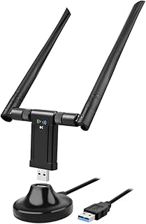 MOSOY USB WiFi Adapter,1200Mbps Dual Band USB Wireless Network Adapter 2.4GHz/5.8GHz with USB 3.0 Cradle,Extension Cable Dual and High Gain Antennas for Desktop Laptop PC Windows 10/8/7/XP MacOS