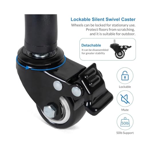 Image of 6FT Heavy Duty Projector Tripod Stand with Wheels, Adjustable Laptop Floor Stand with Tray, Rolling Projector Stand for Laptop, Projector, Tablet, DJ Equipment, Online Meetings, Live Streaming (6ft Wheel Projector with Bag)