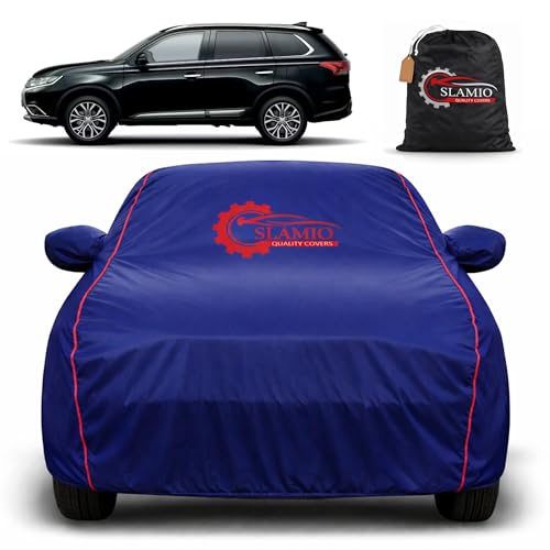 Image of Car Cover for Mitsubishi Outlander | 100% Waterproof Heavy-Duty 3-Layer Car Body Cover | All-Weather Rain, UV, Sun & Dust Protection | Custom Fit | Mirror & Antenna Pockets | Navy Blue