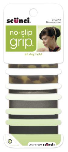 Scunci No-Slip Grip Stay Tight Barrettes 6 ea (Pack of 4)