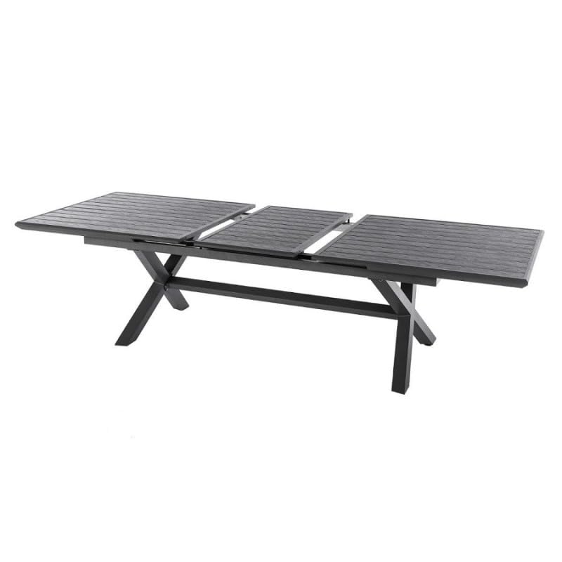 Hespéride - Tavolo da giardino allungabile Axiome, grigio scuro - 10 posti - Alluminio verniciato a polvere epossidica antiruggine - Mobili da esterno con estensione automatica