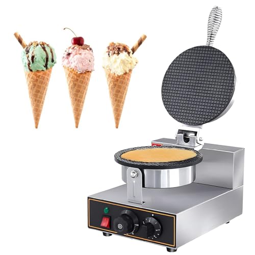 CóNica Para Helados Máquina eléctrica para hacer conos de helado, comercial, de 1200 W, con control de temperatura y tiempo, con asa, para restaurantes, panaderías, bares y familias, individ