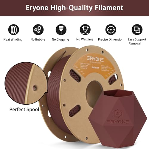 Image of ERYONE Matte 3D Printer PLA Filament 1.75 + /- 0.03mm, Matte Filament PLA 1KG(2.2LBS) Spool, Ruby Red