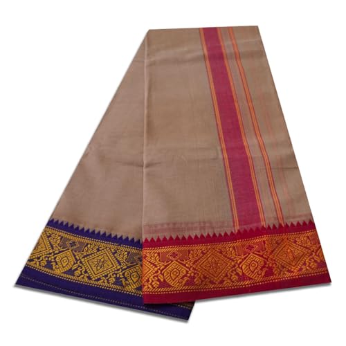 Image of vimayam pure cotton 3 inch border colour dhoti 9X5(Assorted Border design and colours)