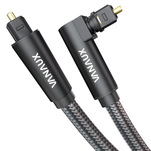 VANAUX 90 Degree Optical Audio Cable Digital Toslink Fiber Optic Cords Male to Male for Home Theater,Soundbars,Gaming Consoles (6.6FEET/2M)