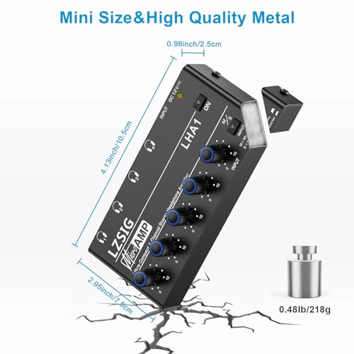 image for LZSIG Headphone Amplifier 4 Channel, Metal Stereo Audio Amplifier, Min