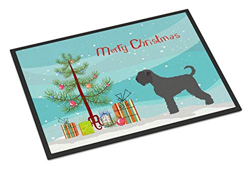 Caroline's Treasures BB8455MAT Black Russian Terrier Christmas Doormat 18x27 Front Door Mat Indoor Outdoor Rugs for Entryway, Non Slip Washable Low Pile, 18H X 27W