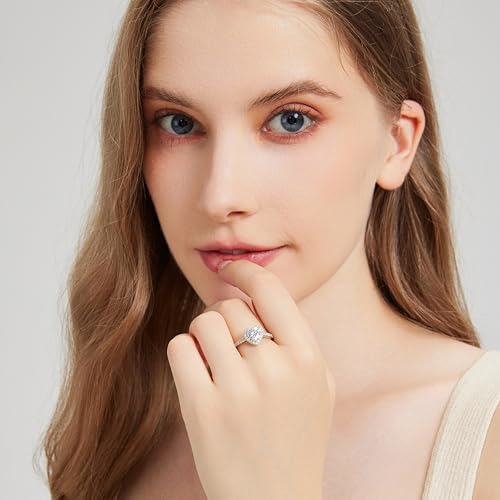 925 Sterling Silver Engagement Rings for Women Heart Cut Cubic Zirconia Wedding Promise Rings for Her Size 4-12.54