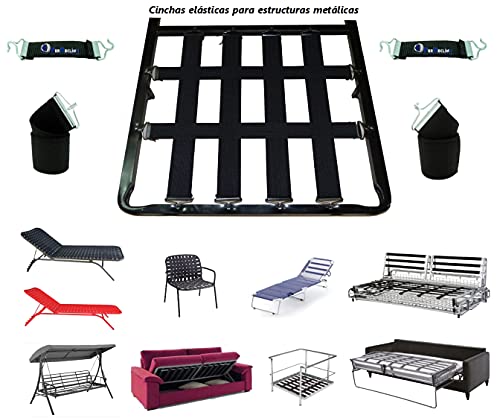 Ferreclinn Cinchas con Gancho elásticas, Correas de tapicería duras, para estructuras metálicas. (64)