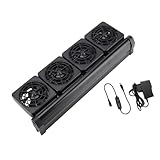 Aquarium Chiller Water Chiller Variable Speed Angle Adjustable Hydroponic Cooling Machine for Salt Fresh Water (Black), 4 Head
