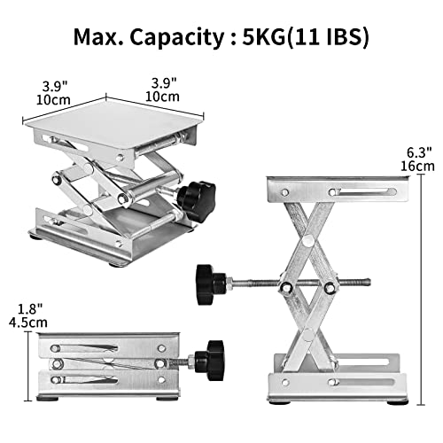Elevador de tijera de acero inoxidable de 4x4" para grabado y gato de laboratorio 6