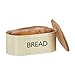 Relaxdays 10022206 Cestino Portapane Retro XL con Coperchio di Bambù Contenitore Ttondo per Pane e Scritta BREAD HLP: 14x36x20 cm Beige