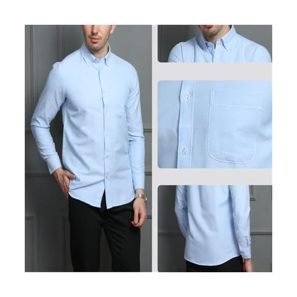 Vintage Oxford Spinning Long-Sleeved Shirt Men's Business Casual Career Inch Shirt Men's Middle-Aged Clothing(43) - Image 4