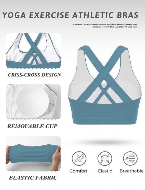Image of Buauty 2 Packs Sports Bras for Women High Support, Push Up Sports Bra, Criss-Cross Back High Impact Yoga Bras for Large Bust
