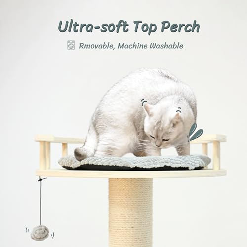 Image of KAMABOKO Tall Cat Tree, 68 inch Large Cat Tower Multi-Level Platforms with Sisal Scratching Posts, Cat Tree for Large Cats 20 lbs Heavy Duty, Cat Condo Furniture for Active Cats, Top Fence Safety
