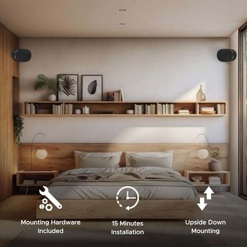 ERA300 Corner Wall Mount Bracket, Low Profile, Black, Single (1pc), Includes Mounting Hardware, Compatible with Sonos ERA 300 Speaker - Thumbnail 5