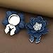 ViVDuo Large Flower Design Button Covers & Cufflinks Set, Brass Covers Snap-On Jewelry Clips for Wedding and Business Shirts (MidnightBlue)