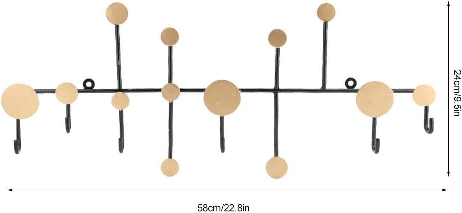 Industrial Style Wall Mounted Coat Rack, Clothes Organizer Hooks Hanger for Hat Bags Towel Living Room Decor, 58cm24cm - Image 3