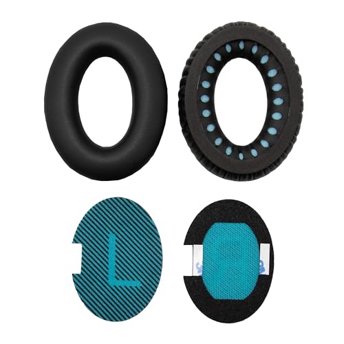 Replacement Ear Pads - Compatible con audífonos QuietComfort 35 y QC35 ii, cuero sintético suave, almohadillas premium para cancelación de ruido, duraderas y cómodas (QC 35-Black&Blue) miniatura 4