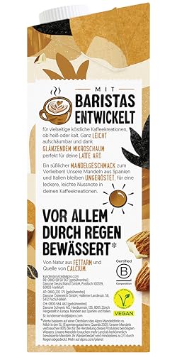 Alpro Barista Mandeldrink – Vegan und laktosefrei – Reich an Ballaststoffen – Mit Calcium und Vitaminen – UHT – 8 x 1 L