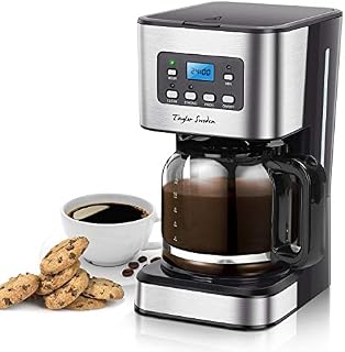 Taylor Swoden Filter Coffee Machine, Drip Coffee Maker with Programmable 24hr Timer, Keep Warm & Anti-Drip, Reusable Filter Fast Brewing - Darcy 950W 1.5 L Black Stainless Steel Coffee Machine
