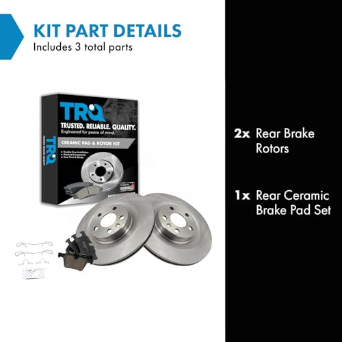 Image of TRQ Rear Brake Pad and Rotor Set Ceramic Vented Rotors | For 2019 Volvo S60 2017-2019 S90 V60 2018-2019 V90 V90 Cross Country XC60 XC90