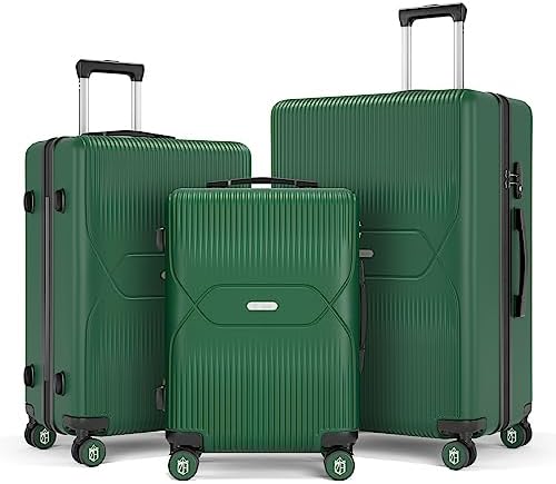 Zitahli Luggage Sets 3 Piece, All Expandable Suitcase Set, PC Hard Case Luggage with TSA Lock Spinner Wheels YKK Zippers, 20in 24in 28in (Dark Green)