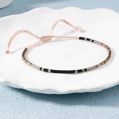 Image of KELITCH Boho Women Crystal Shell Beaded Friendship Bracelets Handmade Strand Bracelet Bangles Jewelry