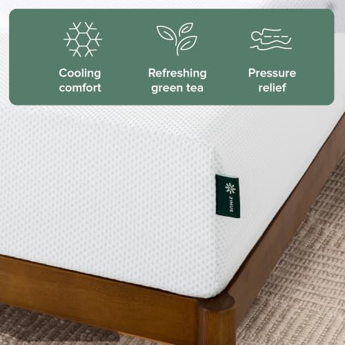 Image of Zinus 8 Inch Green Tea Cooling Memory Foam Mattress [New Version], Short Queen, Fiberglass Free, Medium Firmness, Cooling Gel Foam, Certified Safe Foams & Fabric, Mattress in A Box