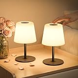 EZVALO 2er-Set Kabellose Tischlampe LED, IP65, 4500mAh USB-C, Touch-Dimmbar mit 3 Farbtemperaturen, Perfekte Nachttischlampe, Campinglampe & Tischleuchte für Outdoor und Innen (Schwarz, 2 Stück)