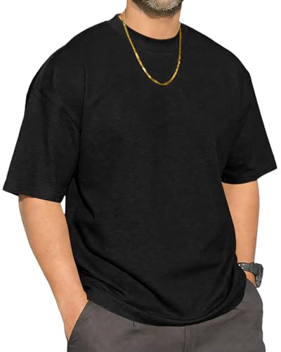T-Shirt Col Rond Homme en Coton Warfge avec Boutons et Manches Courtes