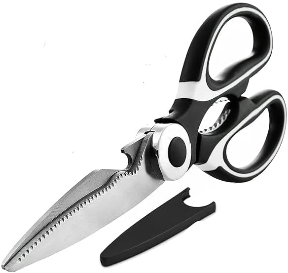 Notzi Multipurpose Stainless Steel Scissors For Kitchen Use With Protective Cover, Kitchen Scissors for Vegetable Cutting, Chicken, Fish And Meat Cutting Home and Kitchen (Multi,Pack Of 1)