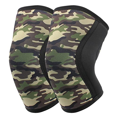 WISREMT Genouillères de Compression Genouillères pour Squats, Haltérophilie, Powerlifting, 7mm Genouillères Protection Cross Training pour Hommes Femmes, (1 Paire) Cover