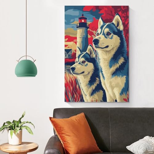 Tableau Husky sibérien impression sur toile déco murale 50x75cm