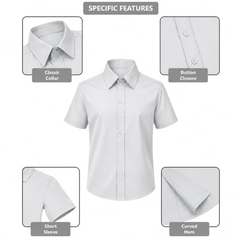 Image of Lilax Boys Classic Short Sleeve Button Down Casual Solid Dress Shirt